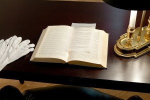 Yevgeniy Fiks, History of the CPUSA (Harry Hay), 2013, consists of a 1952 edition of History of the Communist Party of the United States by William Z. Foster, with inserts about the life and work of Harry Hay (1912–2002). Installation detail. Photography by Etienne Frossard. Courtesy of the artist and Winkleman Gallery.