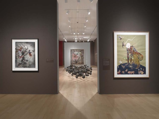 Wangechi Mutu: A Fantastic Journey, 2014, installation view. Courtesy of the Elizabeth A. Sackler Center for Feminist Art, Brooklyn Museum.